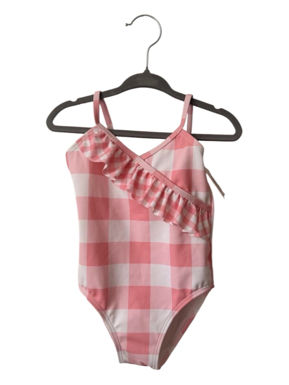 Janie and Jack Girls Pink Gingham Ruffle One Piece Swimsuit Size 2T NWT